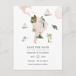 リオデスティネーションウェディングの水彩地図 案内ポストカード