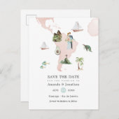 リオデスティネーションウェディングの水彩地図 案内ポストカード (正面/裏面)