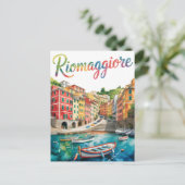 リオマッジョーレの水彩画 ポストカード (スタンド正面)