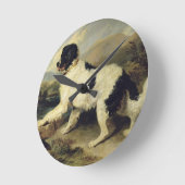 リオンと呼ばれるニューファンドランド犬, 1824 (キャンバス上の油) ラウンド壁時計 (傾斜)