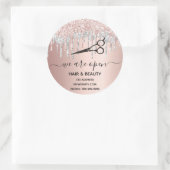 リオープニングヘアピンクグリッター美しいサロンバラ金ゴールド ラウンドシール (バッグ)