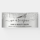 リオープニングヘア美しいサロングリッター銀の輝き 横断幕 (横)