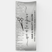 リオープニングヘア美しいサロングリッター銀の輝き 横断幕 (縦)