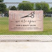 リオープニングヘア美しいサロンバラ金ゴールドグリッターピンク 横断幕 (インサイチュ)