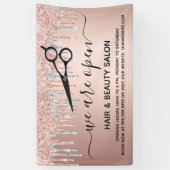 リオープニングヘア美しいサロンバラ金ゴールドグリッターピンク 横断幕 (縦)
