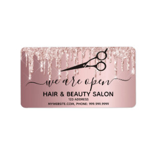 リオープニングヘア美しいサロンバラ金ゴールドグリッター ラベル