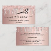 リオープニングヘア美しいサロンピンクグリッター銀 名刺 (正面/裏面)