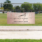 リオープニングヘア美しいサロンピンクグリッター銀 横断幕 (インサイチュ)