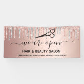 リオープニングヘア美しいサロンピンクグリッター銀 横断幕 (横)