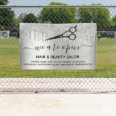 リオープニングヘア美しいサロン銀グリッタースパークル 横断幕 (インサイチュ)