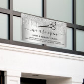 リオープニングヘア美しいサロン銀グリッタースパークル 横断幕 (ビルの外側)