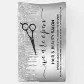 リオープニングヘア美しいサロン銀グリッタースパークル 横断幕 (縦)