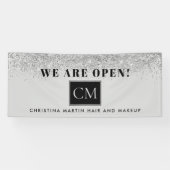 リオープニングヘア&メイクアップシルバーグレーグリッター 横断幕 (横)