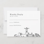 リオ結婚・デ・ジャネイロにある |スタイル化されたスカイラインRSVP 出欠カード (正面)