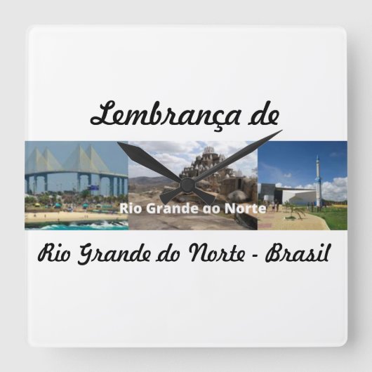 リオ・グランデ・ド・ノルテ ブラジルの思い出の時計 スクエア壁時計 (正面)