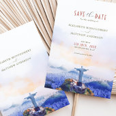 リオ・デ・ジャネイロ ブラジル Save the Date キリスト像 招待状