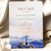 リオ・デ・ジャネイロ ブラジル Save the Date キリスト像 招待状