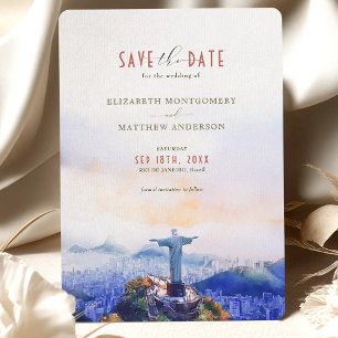 リオ・デ・ジャネイロ ブラジル Save the Date キリスト像 招待状