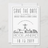 リオ ブラジル 結婚式 スタイライズされたスカイライン 保存日付 招待状 (正面)
