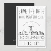 リオ ブラジル 結婚式 スタイライズされたスカイライン Save the Date 招待状 (正面/裏面)