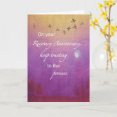 リカバリー記念日のゴールドナイトスカイ カード (黄色い花)