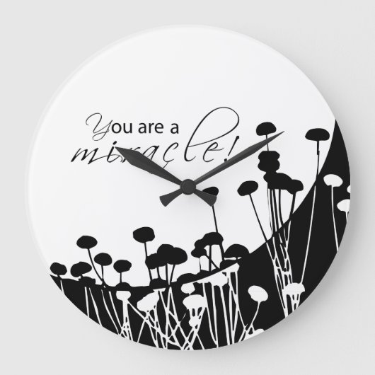 リカバリ・ミラクル、白黒 ラージ壁時計 (正面)