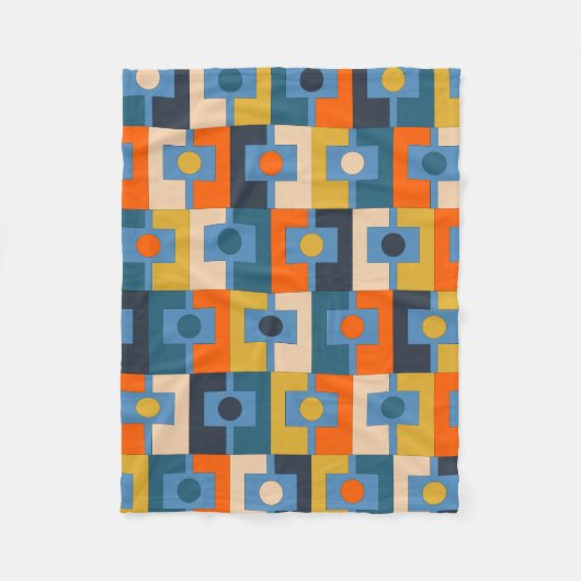リカンゲルレトロコンテンポラリー幾何学模様 フリースブランケット (正面)