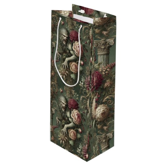 リカンスロピックバーダント – ゴシックフローラデザイン ワインギフトバッグ (正面アングル)