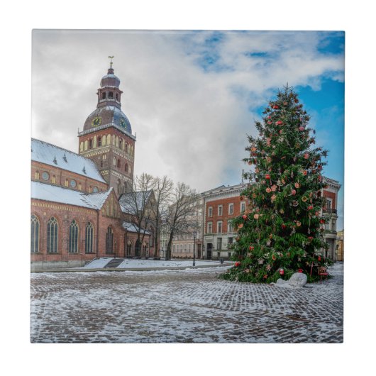 リガのクリスマスツリーとドーム広場 タイル (正面)