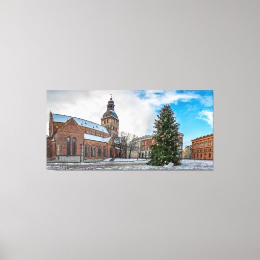 リガのクリ飾スマリー付きドーム広場 キャンバスプリント (正面)