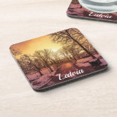 リガの夕暮れ時の雪景色のパノラマ コースター (左側)