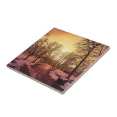 リガの夕暮れ時の雪景色のパノラマ タイル (側面)