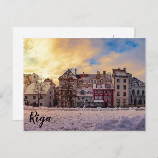 リガの夕暮れ通り ポストカード (正面/裏面)