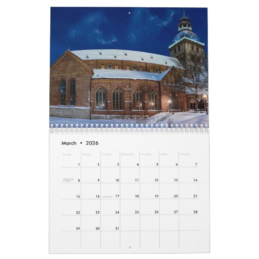 リガの風景 カレンダー (3月 2026)