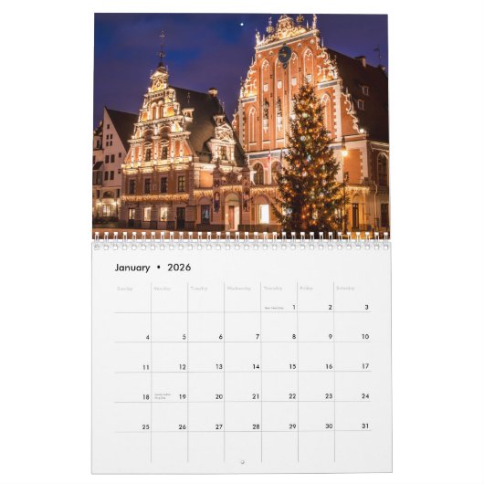 リガの風景 カレンダー (1月 2026)