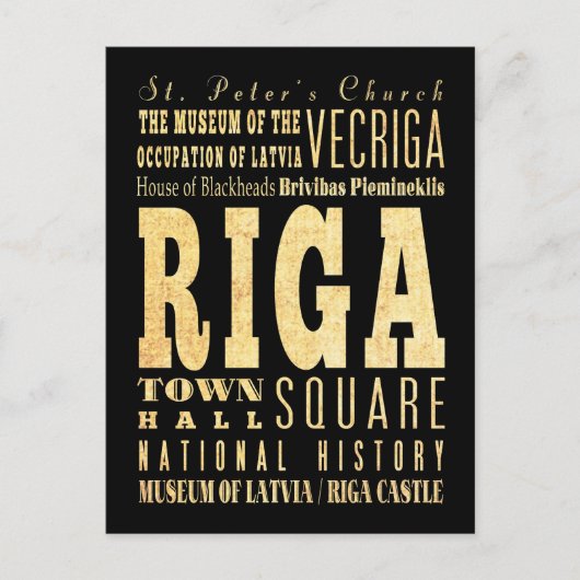 リガシティオブラトビアタイポグラフィアート ポストカード (正面)