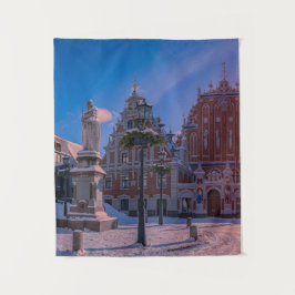 リガタウンホールスクエア冬 タペストリー