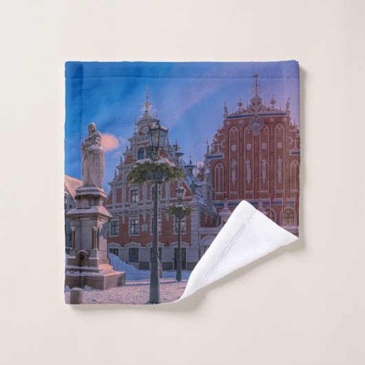 リガタウンホールスクエアin winter canvas print ウォッシュタオル (ウォッシュタオル)