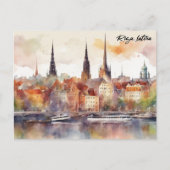 リガラトビアウォーターカラーシティビュー ポストカード (正面)