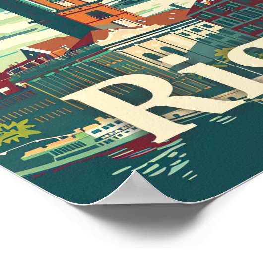 リガラトビアヴィンテージレトロ旅行イラストレーション ポスター (角)