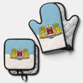 リガ国旗、ラトビアよだれかけ 鍋つかみ&鍋敷きセット (正面/裏面)
