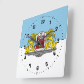 リガ国旗、ラトビア角壁時計 スクエア壁時計 (傾斜)