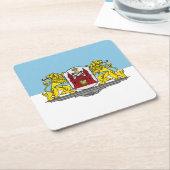 リガ国旗、ラトビア・スクエア紙コースター スクエアペーパーコースター (アングル)