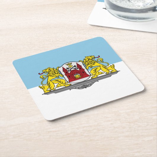 リガ国旗、ラトビア・スクエア紙コースター スクエアペーパーコースター (アングル)