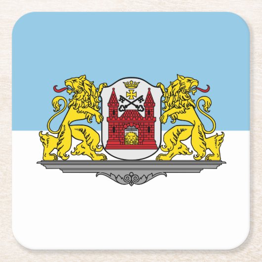 リガ国旗、ラトビア・スクエア紙コースター スクエアペーパーコースター (正面)