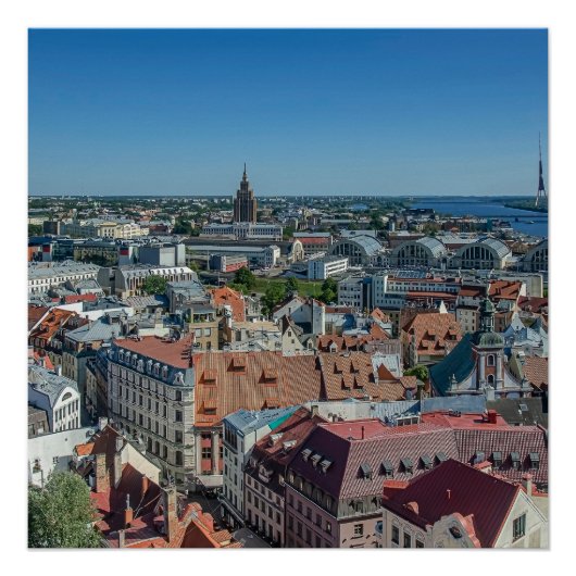 リガ旧市街の上からの眺め ポスター (正面)