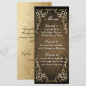 リガ素朴ル装飾用ブラウンと金ゴールド結婚ズ メニュー (正面/裏面)