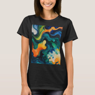 リキッドドリームスケープ – 抽象的な水彩の流れのTシャツ Tシャツ