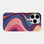 リキッドマーブル、流動アート、紫、パステルカラー iPhoneケース (裏面横)