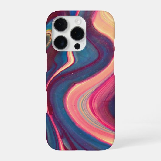 リキッドマーブル、流動アート、紫、パステルカラー iPhoneケース (裏面)